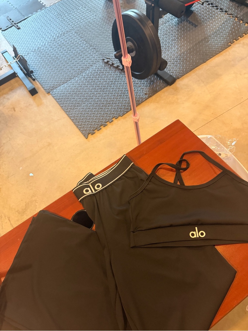 & Other Stories Black Leggings with Matching Black Strappy Sports Bra